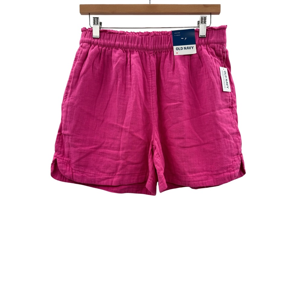Old Navy Double Weave Shorts Womens M Polarized Pink High Rise Cotton NWT